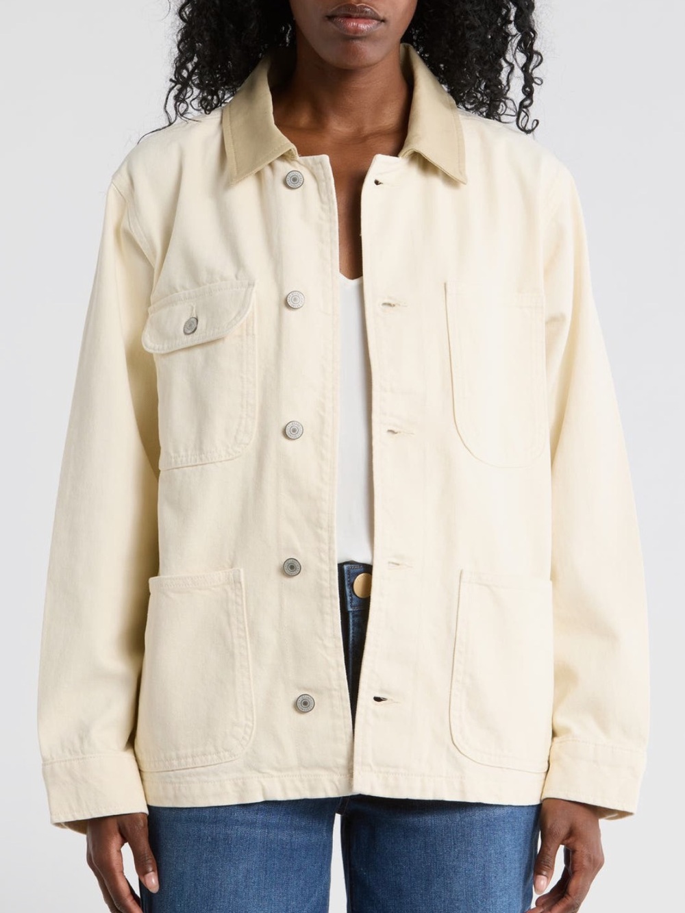 Lucky Brand Cotton Canvas Barn Jacket Tan Collar NWT Sz Med